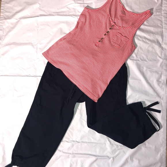 Blue navy capris and shirt striped white and red - Picture 8 of 8